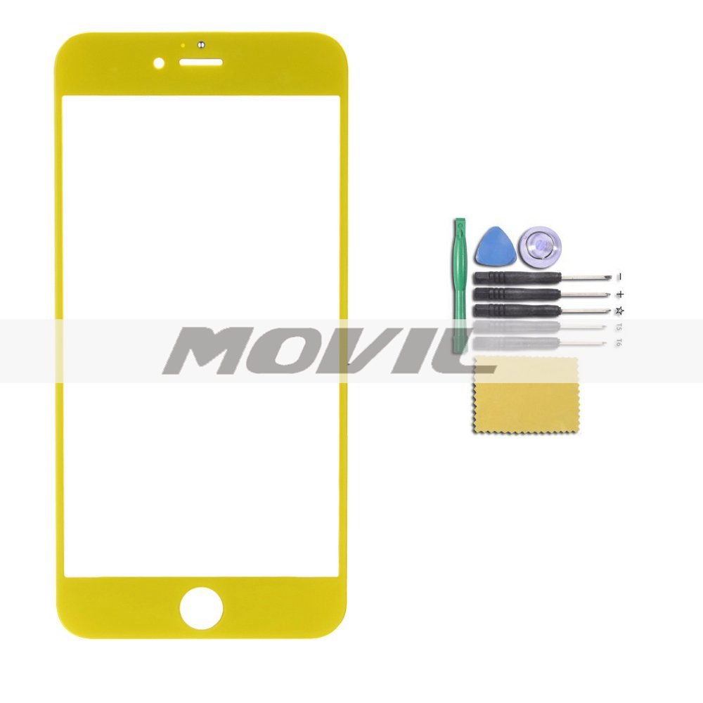 Novelty Candy Color Front Screen Glass Outer Lens Repair Replacement for iPhone 6 plus 5.5 (Yellow)